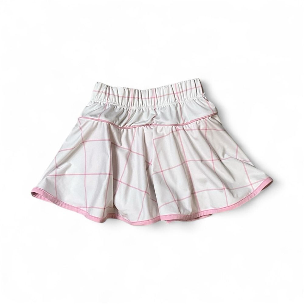 Sol Skort Quinn Window Pane White and Pink Girls Size 7/8